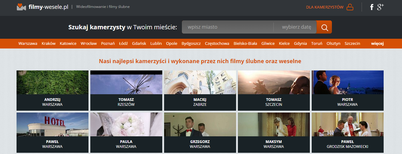 strona główna serwisu filmy-wesele.pl 