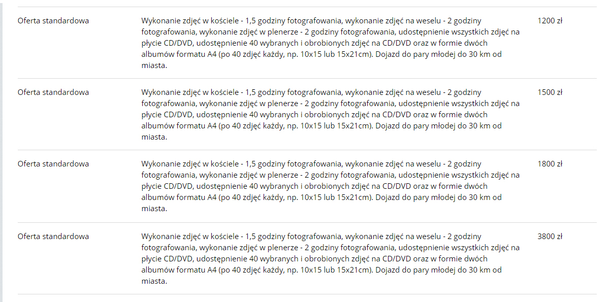zestawienie ofert standardowych z Katowic